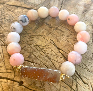 simply beautiful - Druzy with Pink Peruvian Opal Bracelet