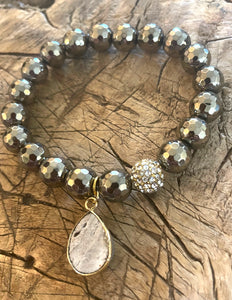 simply beautiful - Sparkly Teardrop Druzy with Pyrite Beads