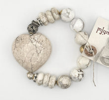 BEAUTIFUL SOUL - HAND-CARVED WHITE TURQUOISE HEART - BRACELET
