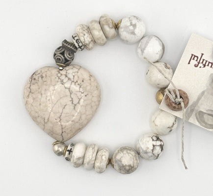 BEAUTIFUL SOUL - HAND-CARVED WHITE TURQUOISE HEART - BRACELET