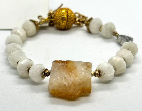 BEAUTIFUL SOUL - CITRINE CRYSTAL SLICE WITH MOONSTONE - BRACELET