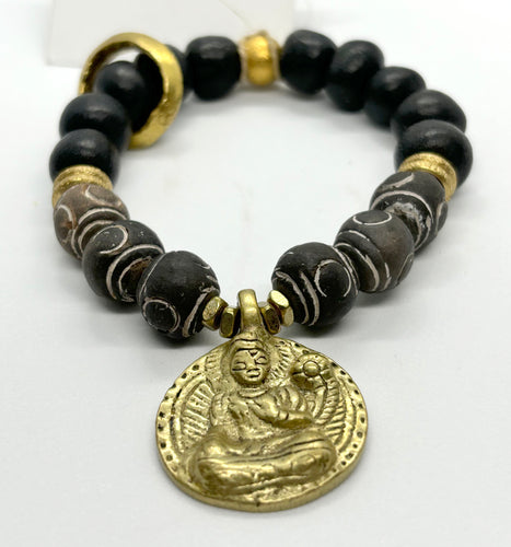 BEAUTIFUL SOUL - BRASS QUAN YIN WITH TERRACOTTA - BRACELET