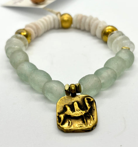BEAUTIFUL SOUL - BRASS CAMEL WITH AFRICAN RECYCLED GLASS - BRACELET