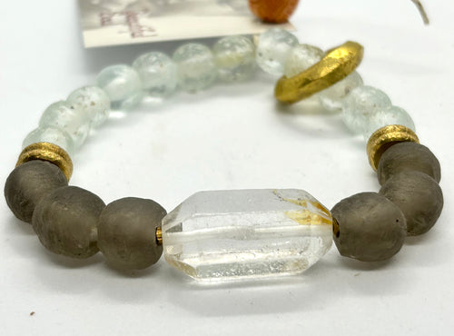 BEAUTIFUL SOUL - CRYSTAL FOCAL WITH AFRICAN GLASS  - BRACELET