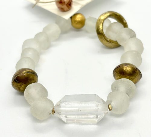 BEAUTIFUL SOUL - DOUBLE-TERMINATED CRYSTAL WITH AFRICAN GLASS  - BRACELET