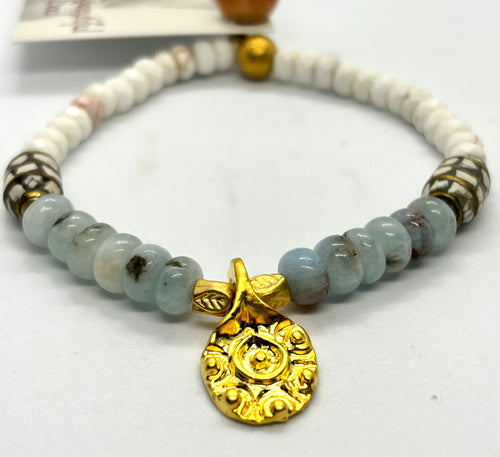 BEAUTIFUL SOUL - GOLDEN POMEGRANATE W/AQUA MARINE- BRACELET