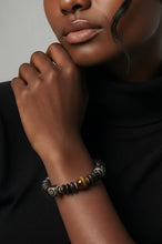BEAUTIFUL SOUL - VINTAGE MATTE BLACK CLAY BEADS W/TIGER'S EYE  - BRACELET