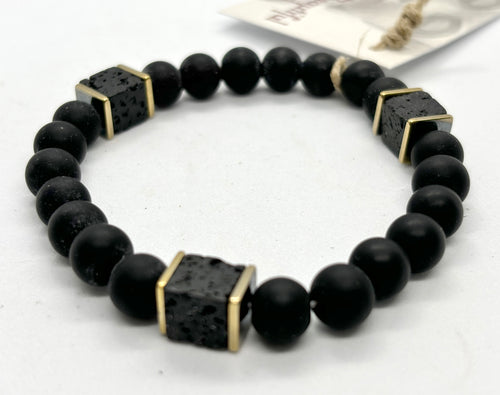 simply beautiful - NATURAL LAVA CUBES WITH ANCIENT MOROCCAN CLAY - MENS BRACELET