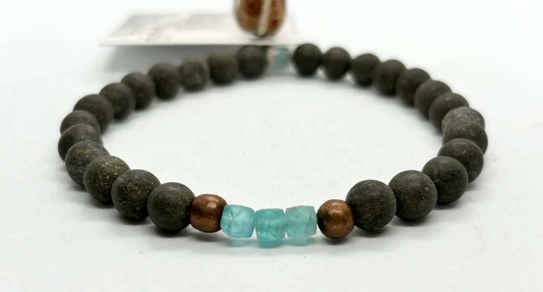 simply beautiful - Apatite banked with Copper & Matte Pyrite - MENS BRACELET