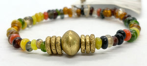 simply beautiful - BRASS FOCAL WITH AFRICAN GLASS BEADS - MENS BRACELET