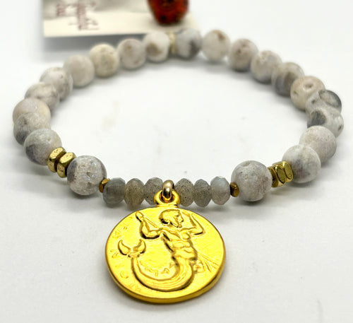 BEAUTIFUL SOUL - POSEIDON WITH MATTE DRUZY BEADS  - BRACELET