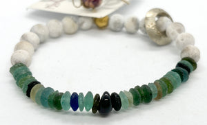 simply beautiful - ANCIENT ROMAN GLASS & MATTE DRUZY - MENS BRACELET