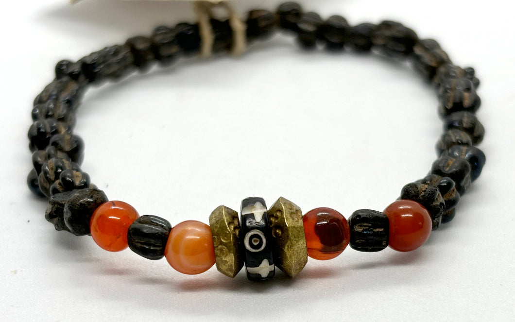 simply beautiful - Sun, Moon, Spirit Bead with Black African Glass - MENS BRACELET