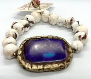 BEAUTIFUL SOUL -  "POOL OF WATER": WITH VINTAGE INLAID CONCH BEADS - BRACELET