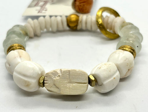 BEAUTIFUL SOUL - HAND-CARVED LIMESTONE SCARAB - BRACELET