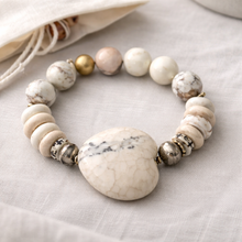 BEAUTIFUL SOUL - HAND-CARVED WHITE TURQUOISE HEART - BRACELET ✔️