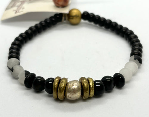 BEAUTIFUL SOUL - VINTAGE SILVER BALL & BRASS RINGS  - BRACELET