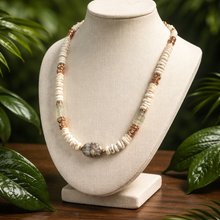 BEAUTIFUL SOUL - GOLD EDGE CLOUD JASPER & PUKA SHELLS - SHORT NECKLACE ✔️