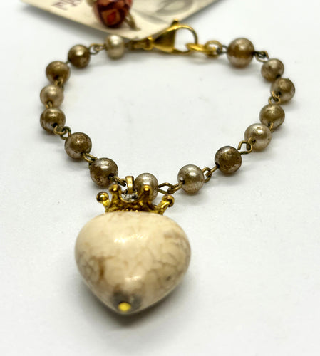 BEAUTIFUL SOUL - WHITE TURQUOISE SACRED HEART- BRACELET
