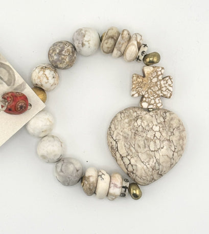 BEAUTIFUL SOUL - ARTISAN WHITE TURQUOISE SACRED HEART - BRACELET