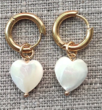 simply beautiful - Pearlized Shell Drop Heart Earrings