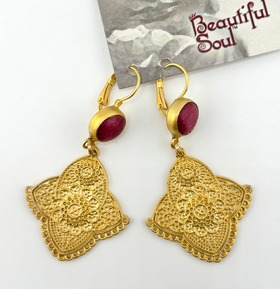 BEAUTIFUL SOUL - MOROCCAN RUBY BEZEL - EARRINGS