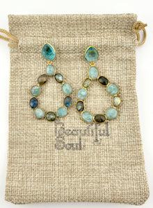 BEAUTIFUL SOUL - AQUA QUARTZ AND AMAZONITE DROP - EARRINGS