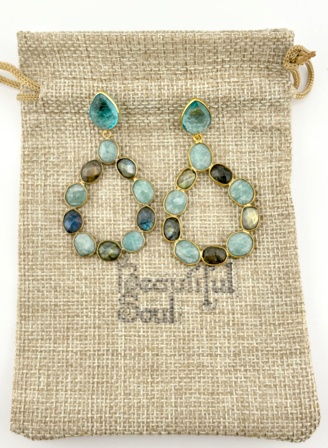 BEAUTIFUL SOUL - AQUA QUARTZ AND AMAZONITE DROP - EARRINGS