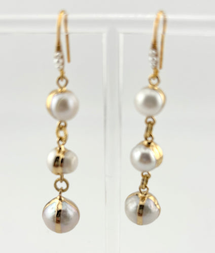 BEAUTIFUL SOUL - 18K GOLD TRIPLE PEARLS - EARRINGS