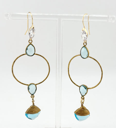 BEAUTIFUL SOUL - GORGEOUS AQUA QUARTZ TEARDROP - EARRINGS