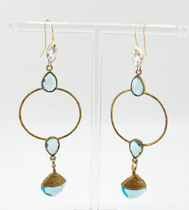 BEAUTIFUL SOUL - GORGEOUS AQUA QUARTZ TEARDROP - EARRINGS