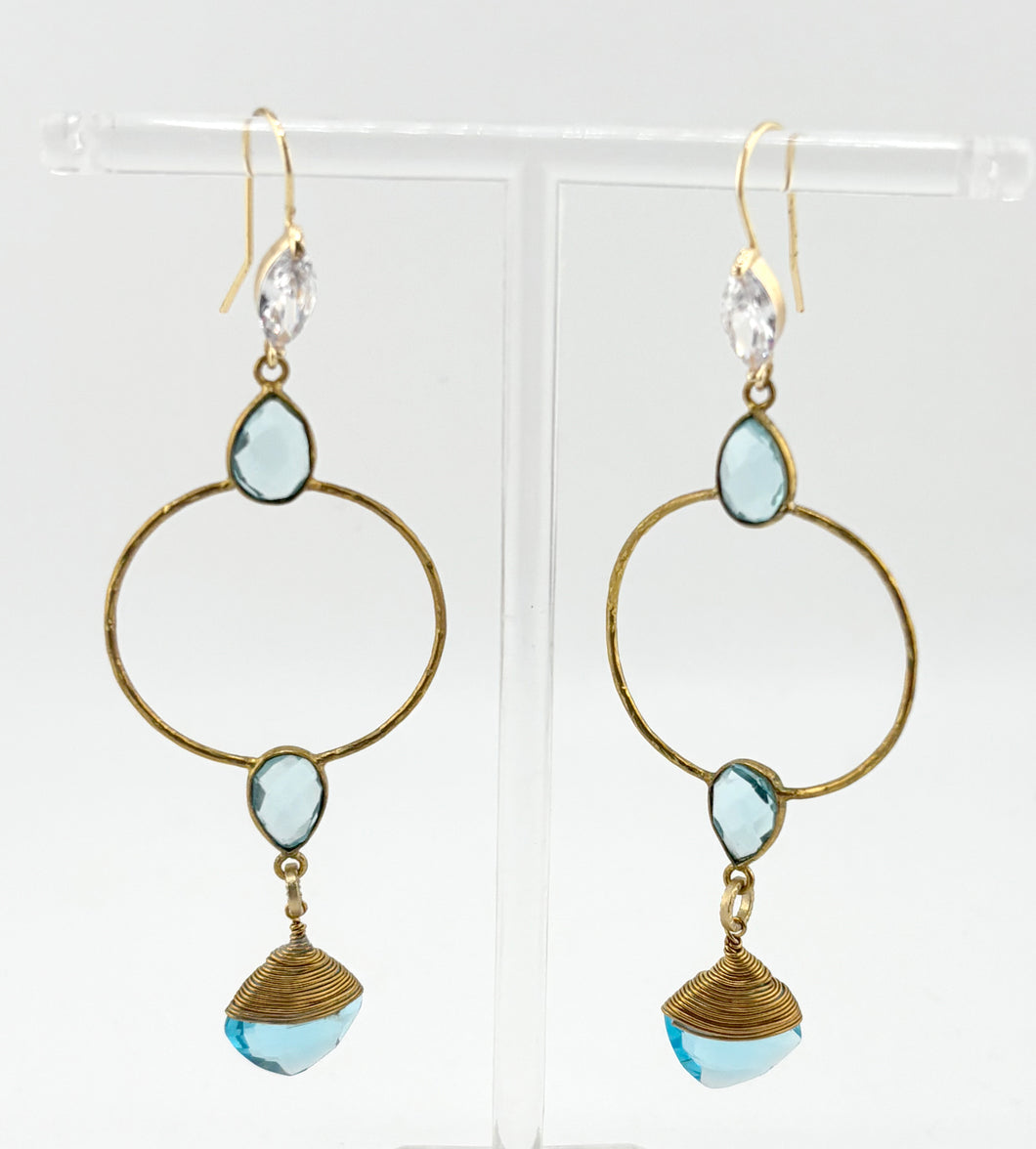 BEAUTIFUL SOUL - GORGEOUS AQUA QUARTZ TEARDROP - EARRINGS