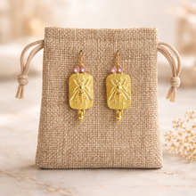 BEAUTIFUL SOUL - GOLD BEE WITH PINK CRYSTAL DROP - EARRINGS