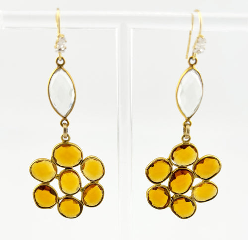 BEAUTIFUL SOUL - CITRINE FLOWER WITH 18K GOLD - EARRINGS