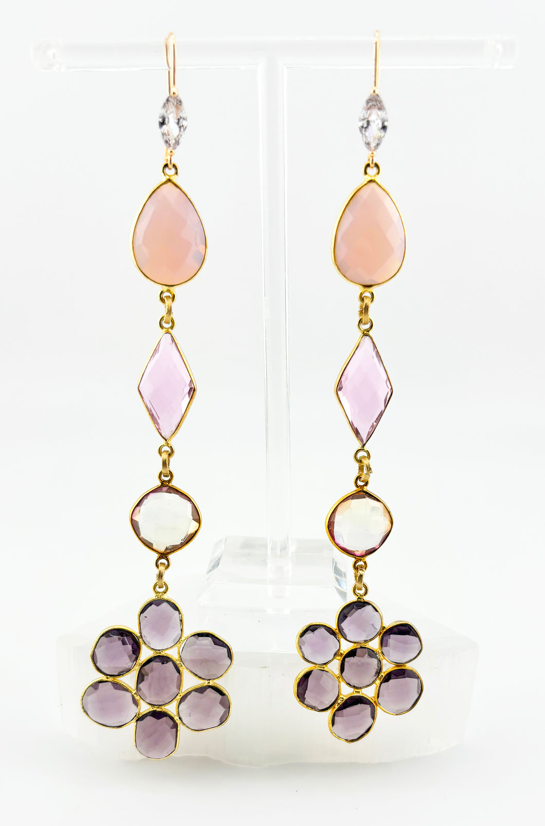 BEAUTIFUL SOUL - AMETHYST FLOWERS WITH 18K GOLD - EARRINGS