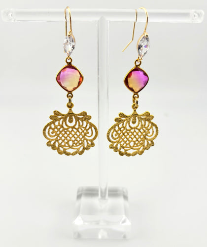 BEAUTIFUL SOUL - BLOSSOM WITH PINK TOURMALINE QUARTZ - EARRINGS