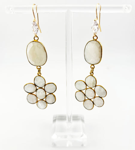 BEAUTIFUL SOUL - MOONSTONE DAISY  - EARRINGS