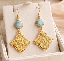 BEAUTIFUL SOUL - VERMEIL MOROCCAN DROP WITH LARIMAR  - EARRINGS