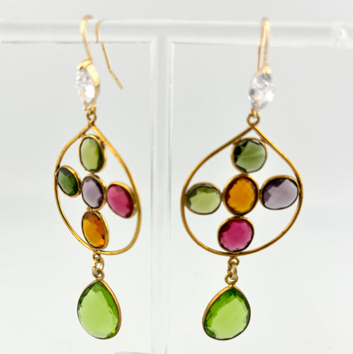 BEAUTIFUL SOUL - MULTI COLOR CRYSTAL SET IN 18K GOLD - EARRINGS