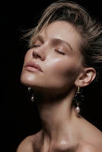 BEAUTIFUL SOUL - MATTE ONYX CROSS WITH PEARL - EARRINGS