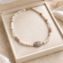 BEAUTIFUL SOUL - GOLD EDGE CLOUD JASPER & PUKA SHELLS - SHORT NECKLACE ✔️