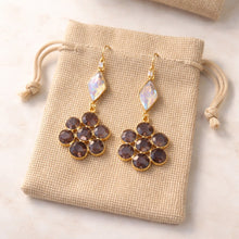 BEAUTIFUL SOUL - AMETHYST FLOWER SET IN 18K GOLD - EARRINGS