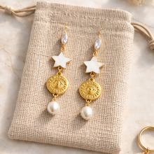 BEAUTIFUL SOUL - 18K GOLD EVIL EYE WITH PEARL DROP - EARRINGS