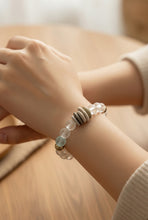 BEAUTIFUL SOUL - STACKED RIVER STONE WITH CLEAR AFRICAN JAVA GLASS - BRACELET