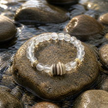 BEAUTIFUL SOUL - STACKED RIVER STONE WITH CLEAR AFRICAN JAVA GLASS - BRACELET