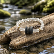 BEAUTIFUL SOUL - DARK STACKED RIVER STONE WITH CLEAR AFRICAN JAVA GLASS - BRACELET (Copy)
