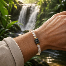 BEAUTIFUL SOUL - DARK STACKED RIVER STONE WITH CLEAR AFRICAN JAVA GLASS - BRACELET (Copy)