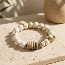 BEAUTIFUL SOUL - STACKED RIVER STONE WITH WHITE TURQUOISE - BRACELET ✔️