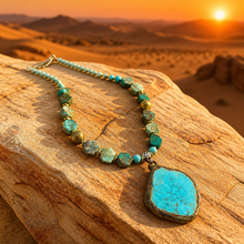 BEAUTIFUL SOUL - RUSTIC SOLDERED TURQUOISE - LONG NECKLACE ✔️