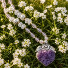 BEAUTIFUL SOUL - AMETHYST DRUZY HEART SPECIMEN - SHORT NECKLACE ✔️
